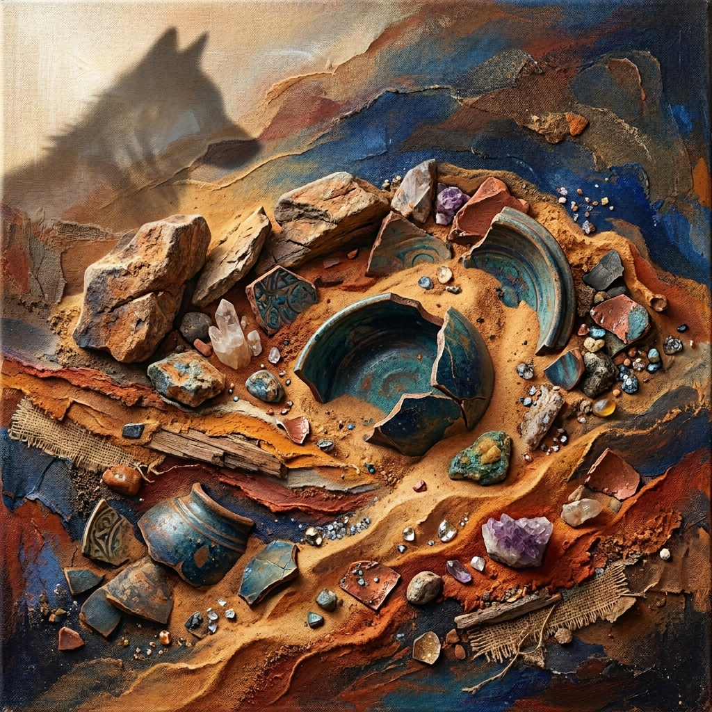 Abstract desert treasures suggesting memory and discovery Abstract desert treasures suggesting memory and discovery